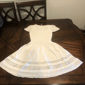 Sandro size 1 off white dress with silver thread